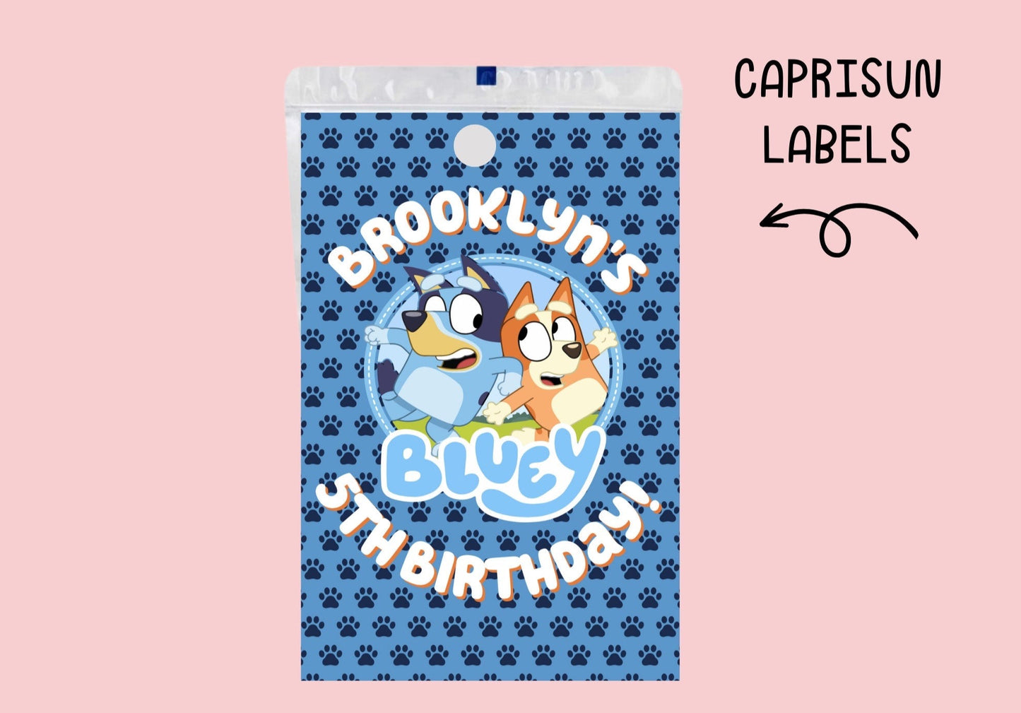 Bluey Capri Sun Labels Printed Party Favors: Custom - ANY THEME