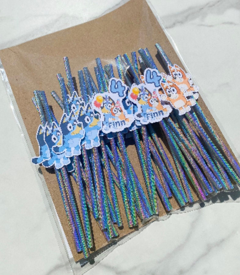 Birthday Party Printed Drink Straw Toppers: Variety Character Pack