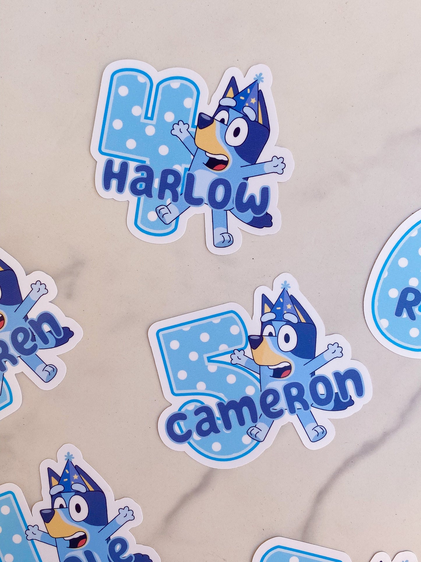 Bluey Polka Dot Number Birthday Die Cut Stickers Party Favors Labels