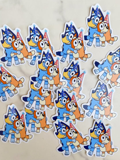 Blue Birthday Dogs Party Favor Die Cut Stickers Pack Birthday Party Gift Bag Stickers