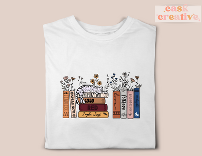 Teacher Unisex Adult and Youth T-shirt, Sweatshirt: TS Eras Brown Books with Cat