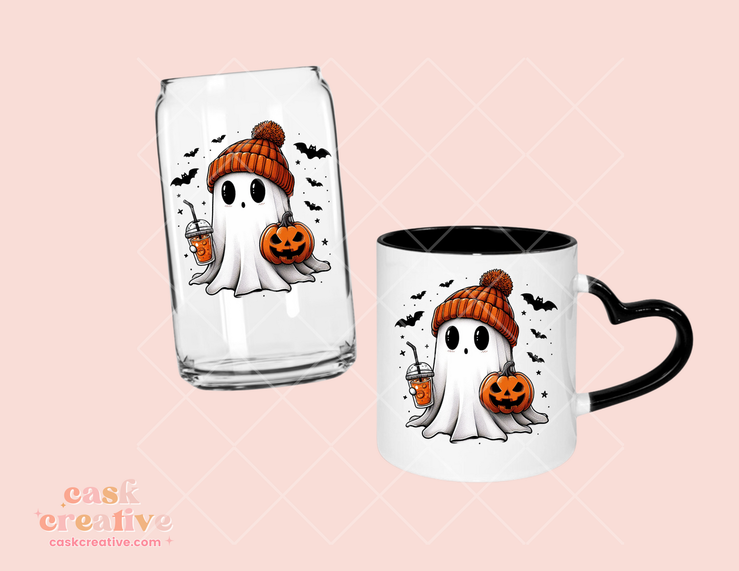 Halloween Mugs: Hipster Ghost with Bats