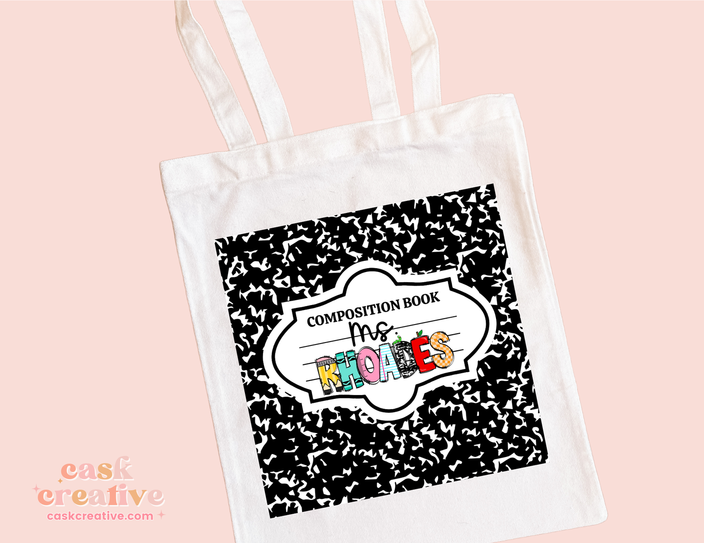 School Teacher Adult and Tote Bags: Composition Notebook with Name