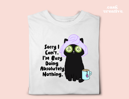 Funny Adult T-shirt and Tote Bags: Sorry I Can't Cat