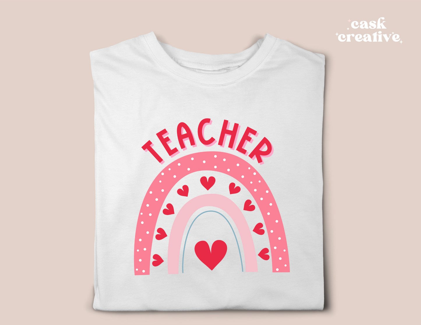 Adult T-shirt or Tote Bag: Valentines Teacher Rainbow