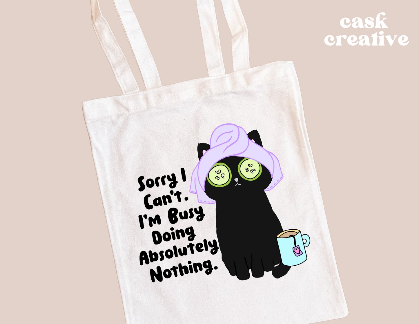 Funny Adult T-shirt and Tote Bags: Sorry I Can't Cat