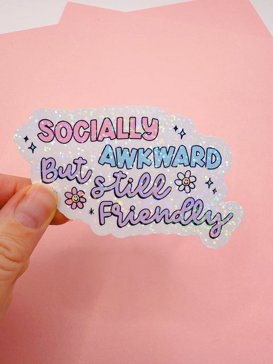 Die Cut Sticker Water Bottle Decals: Socially Awkward But Still Friendly