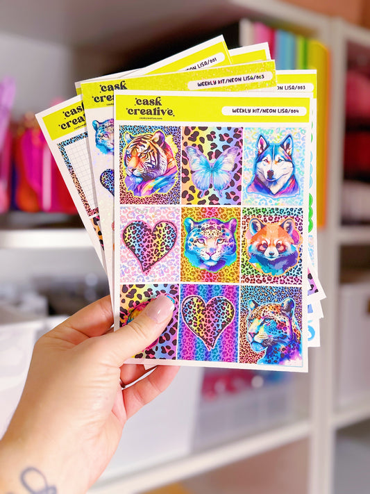 Planner Stickers: Neon Lisa Frank Inspired Weekly Planner Sticker Kit