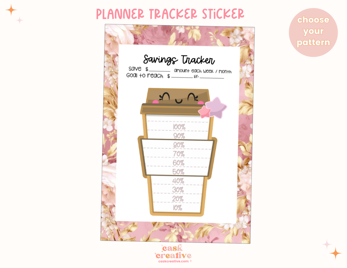 Tracker Planner Sticker: Kawaii Savings Tracker