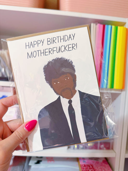 Printed 5x7 Folded Illustration Card: Pulp Fiction Birthday