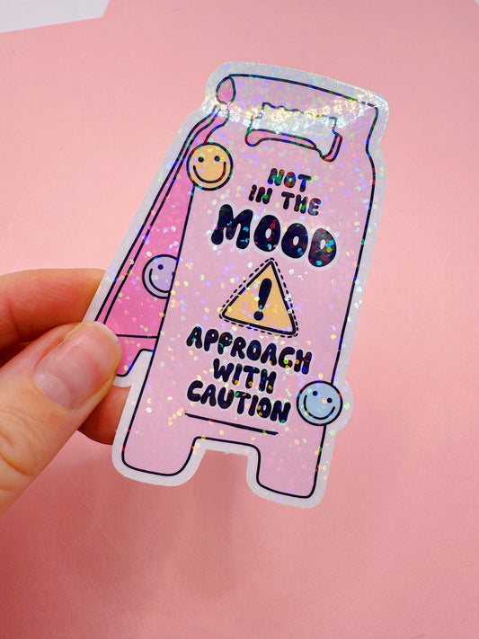 Die Cut Sticker Water Bottle Decals: Funny Not in the Mood Approach with Caution