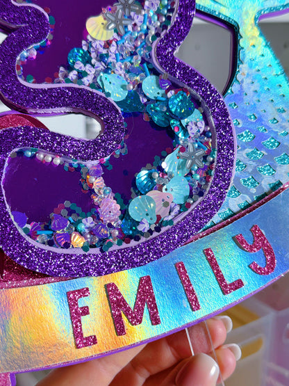 3D Shaker Glitter Birthday Cake Topper: Custom - ANY THEME