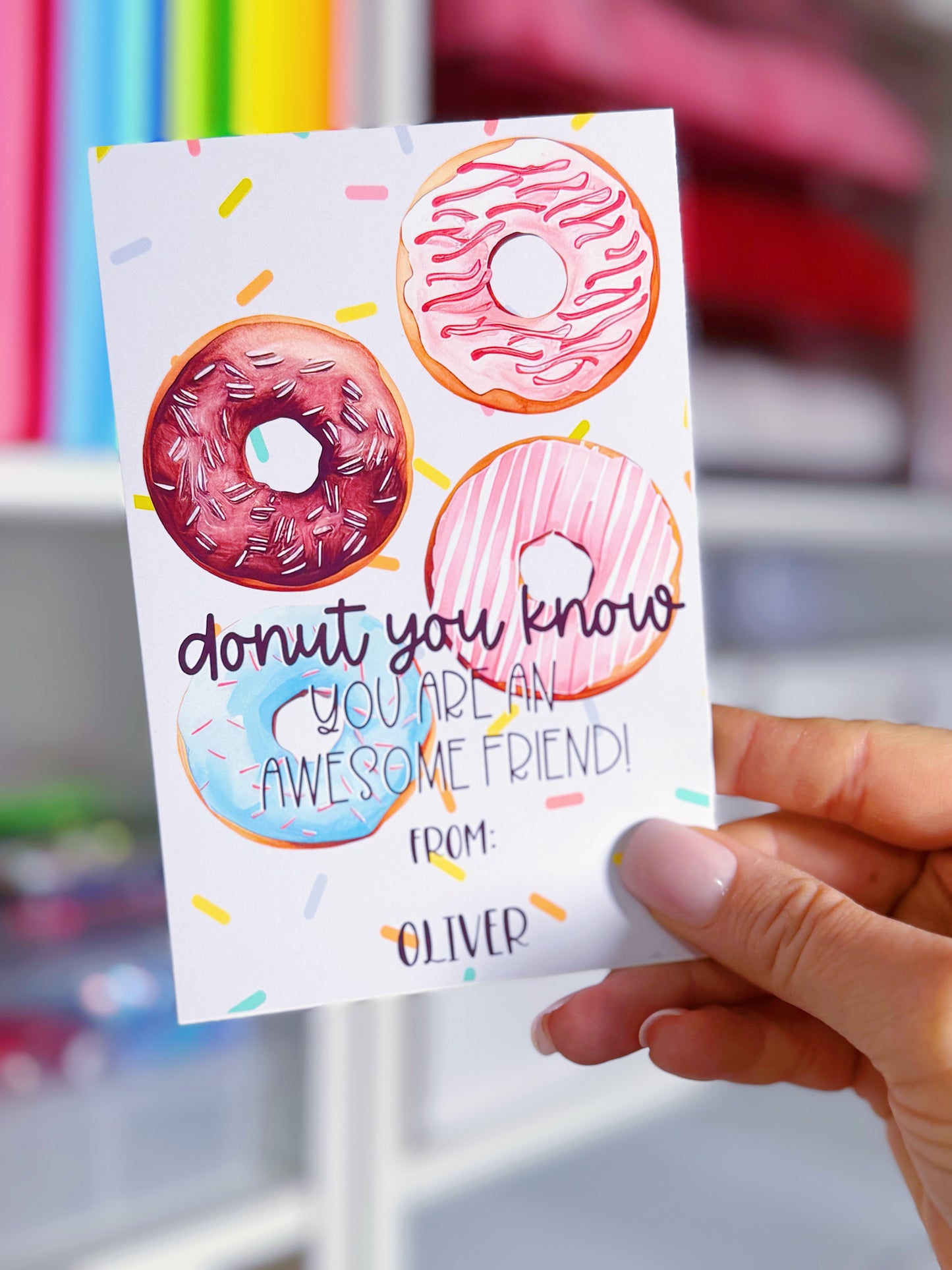 Printed Scratch Off Kids Classroom Valentine's Day Cards: Donut You Know