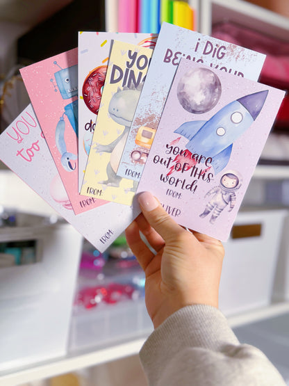 Printed Scratch Off Kids Classroom Valentine's Day Cards: You are out of this World