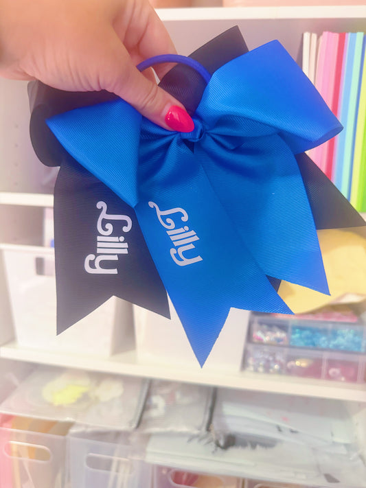 Large Ribbon Hair Bow with Name - Dance/Cheer