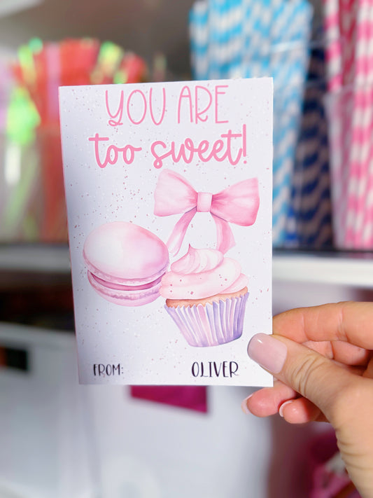 Printed Scratch Off Kids Classroom Valentine's Day Cards: You Are Too Sweet