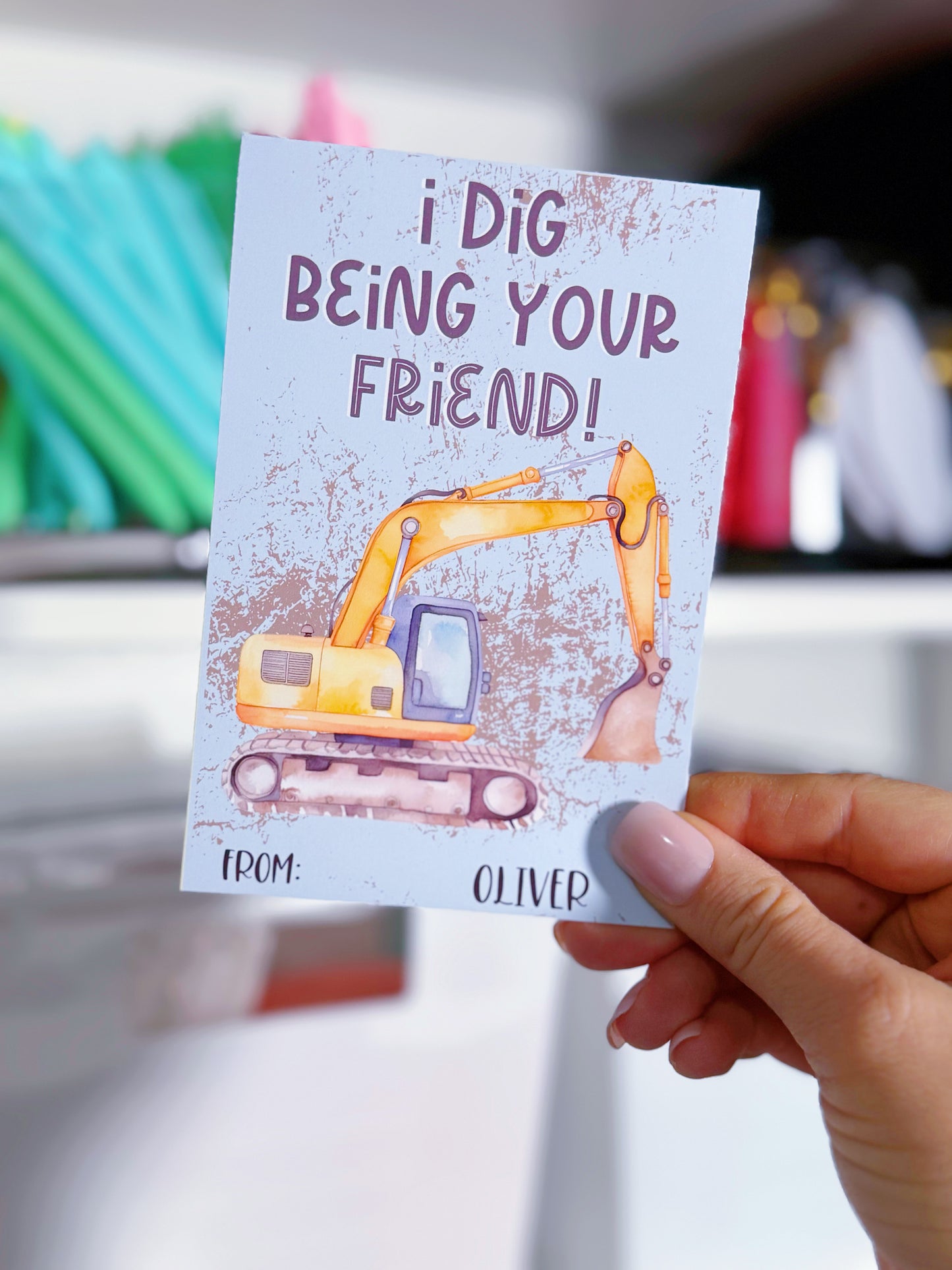 Printed Scratch Off Kids Classroom Valentine's Day Cards: I Dig Being Your Friend