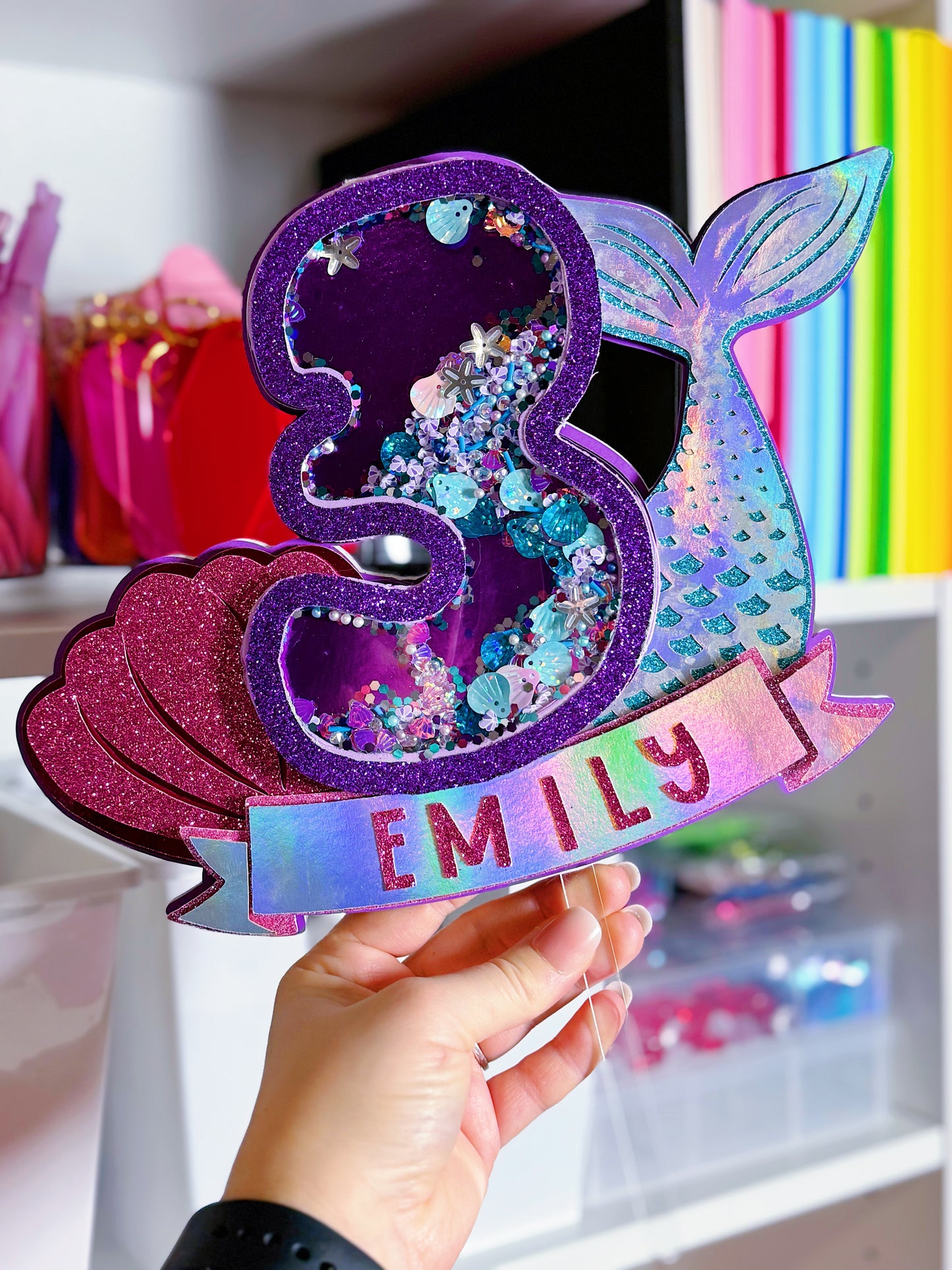 3D Shaker Glitter Birthday Cake Topper: Custom - ANY THEME