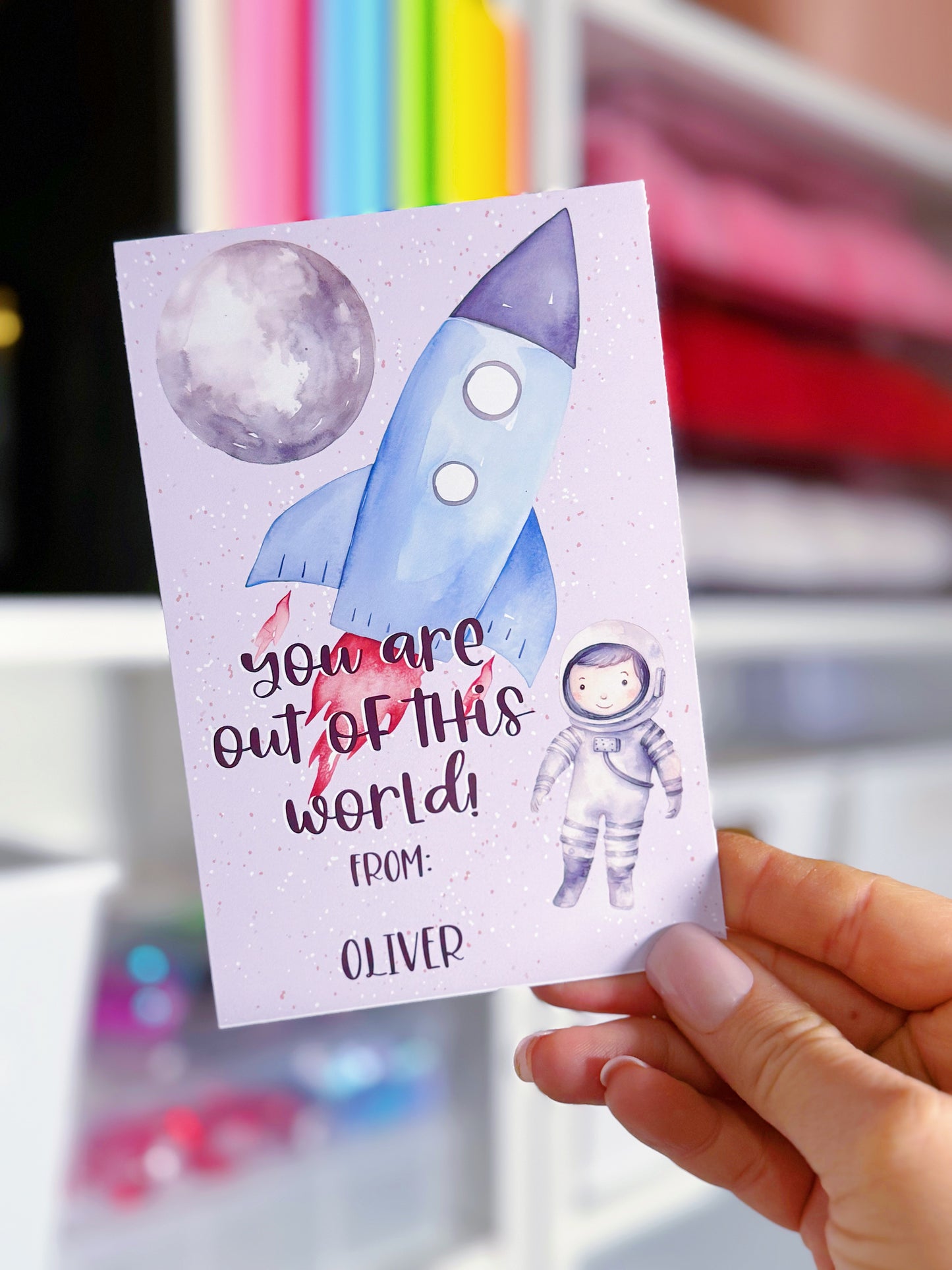 Printed Scratch Off Kids Classroom Valentine's Day Cards: You are out of this World