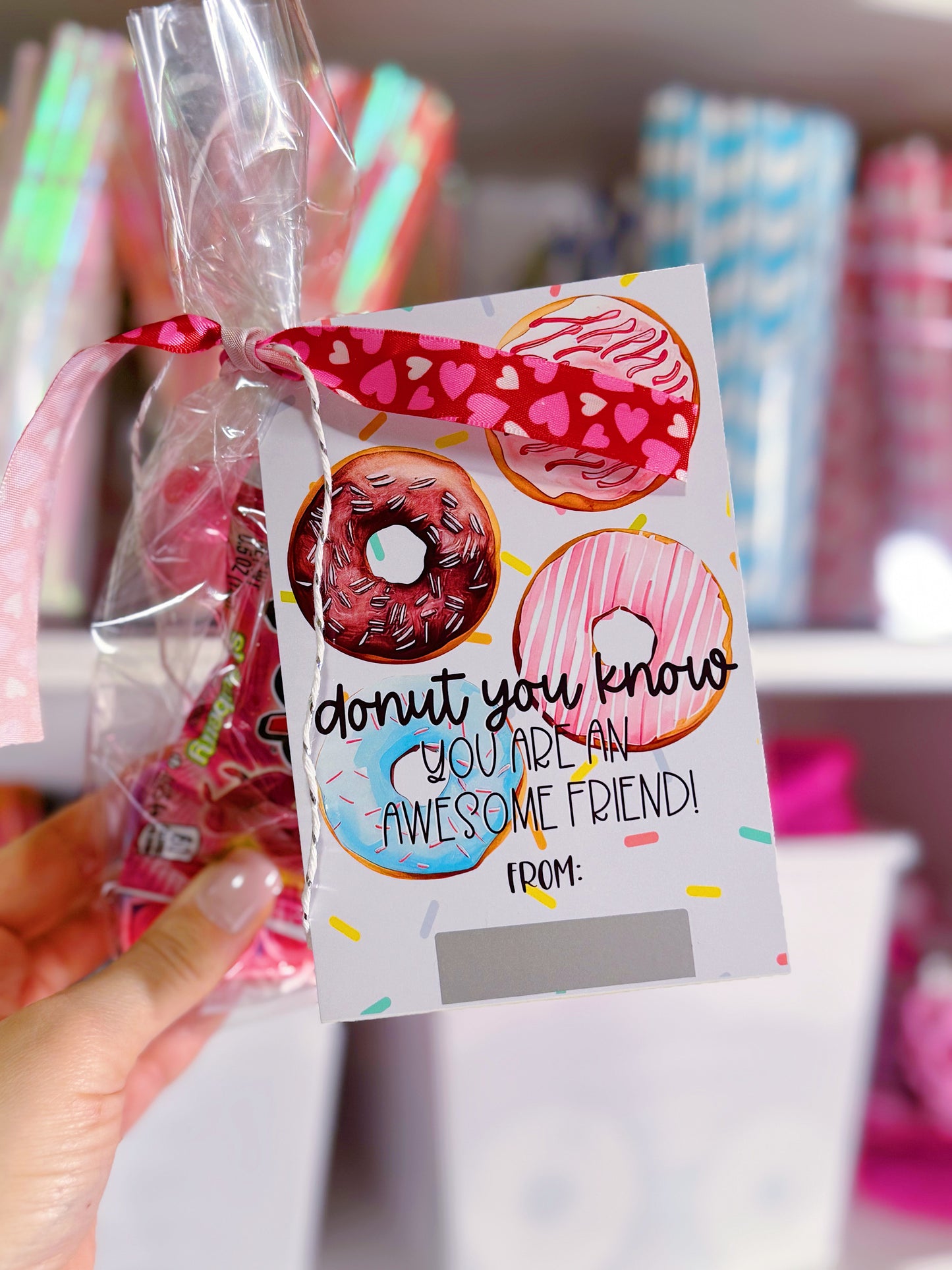 Printed Scratch Off Kids Classroom Valentine's Day Cards: Donut You Know