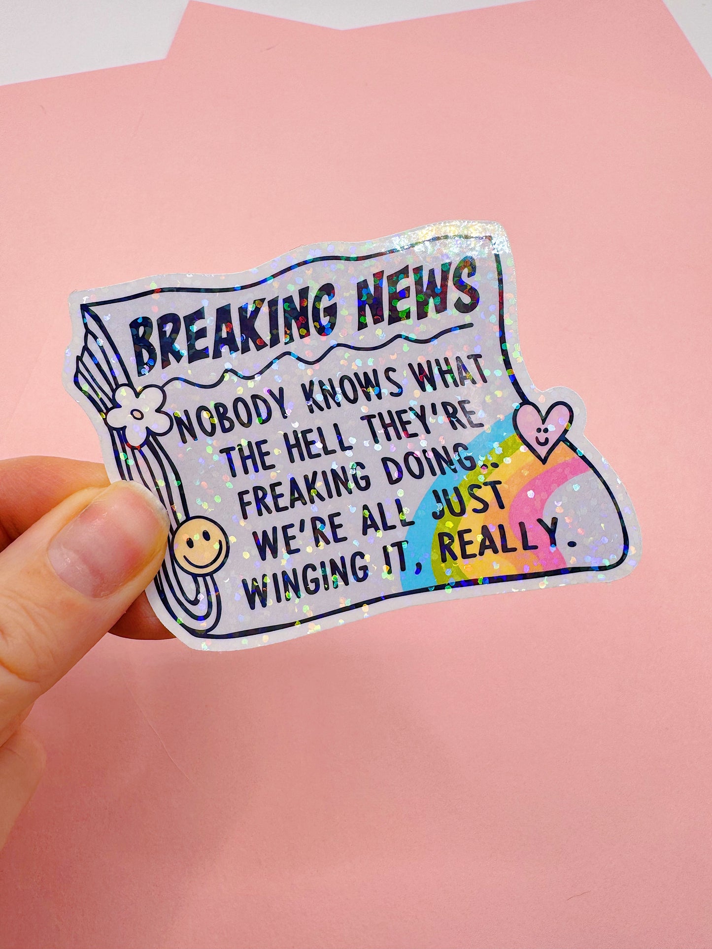 Die Cut Sticker Water Bottle Decals: Funny Breaking News