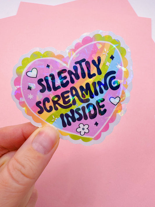 Die Cut Sticker Water Bottle Decals: Funny Silently Screaming Inside