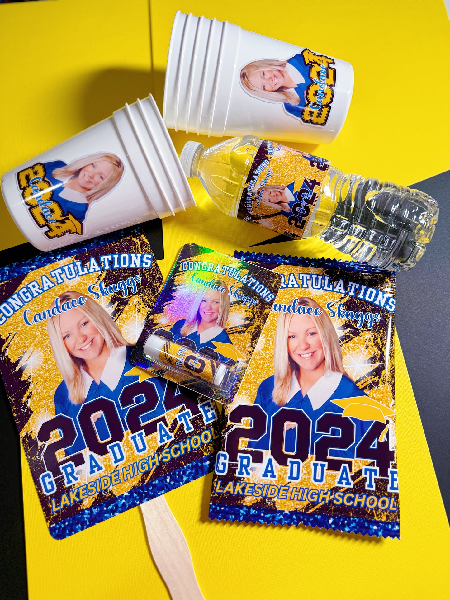 Graduation Water Bottle Labels Printed Party Favors: Custom with Photo