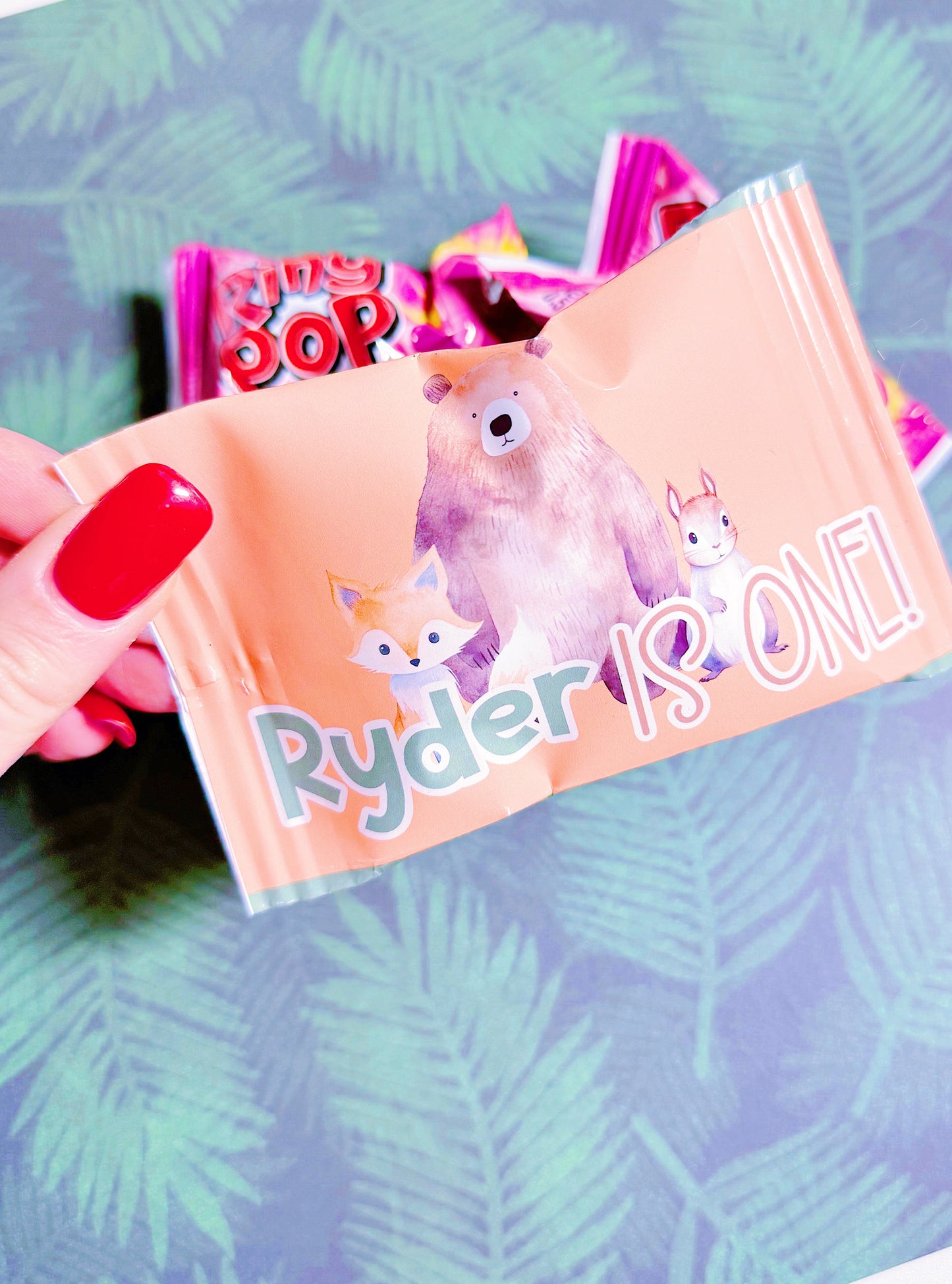 Woodland Animals Ring Pop Labels, Printed Set of 12 Party Favors