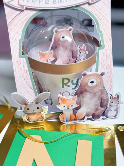 Woodland Animals Party Favor Dome Shaker Cup with Open Bag Handle
