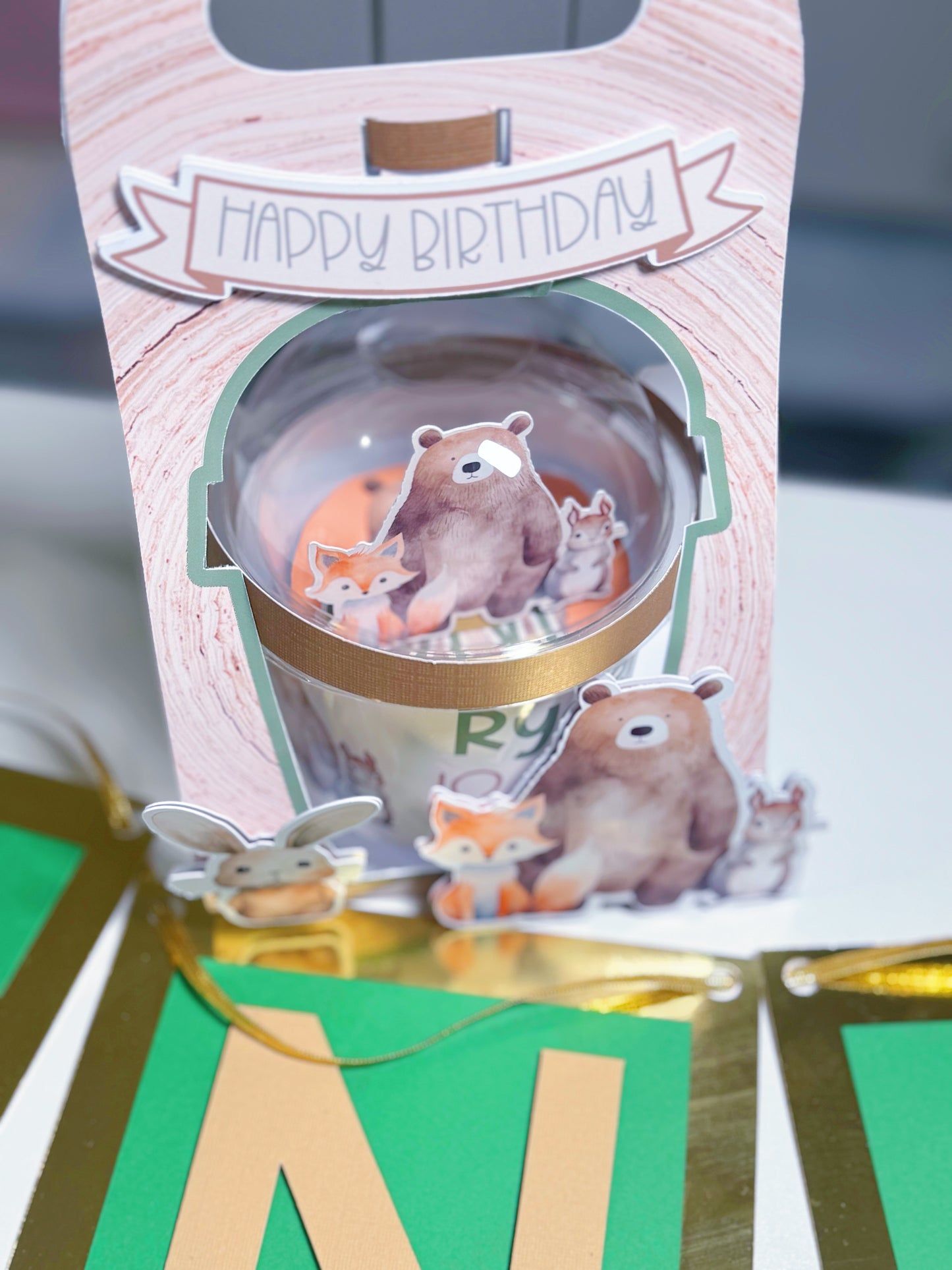 Woodland Animals Party Favor Dome Shaker Cup with Open Bag Handle