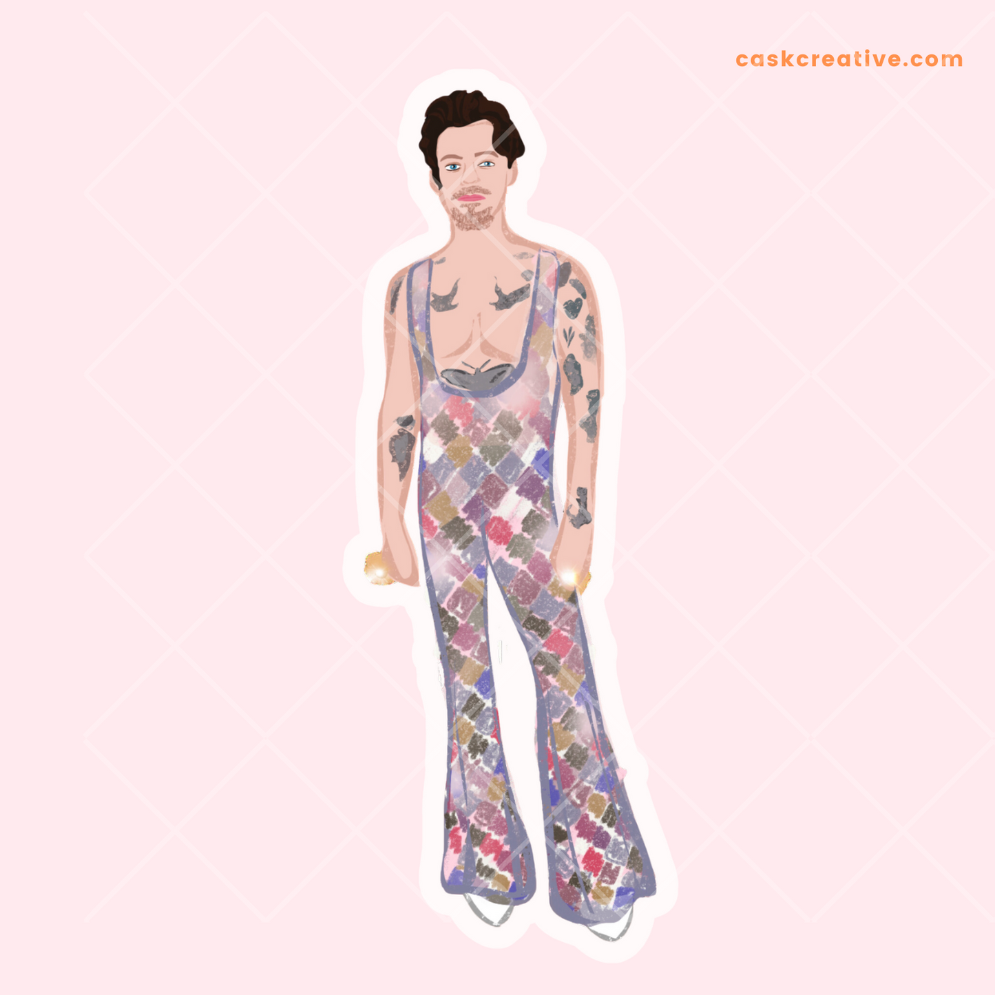 Die Cut Sticker: Pop Singer Harry Bling Outfit