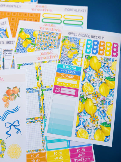 Planner Stickers: April Greece Weekly Planner Sticker Kit