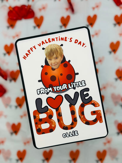 Valentine's Day Cards with Photo Love Bug: Set of 10 Custom Printed Cards Party Favors