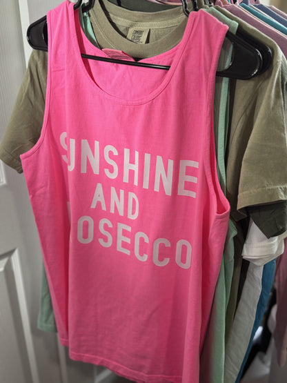 Adult Neon Summer Tank Top Sunshine and Prosecco