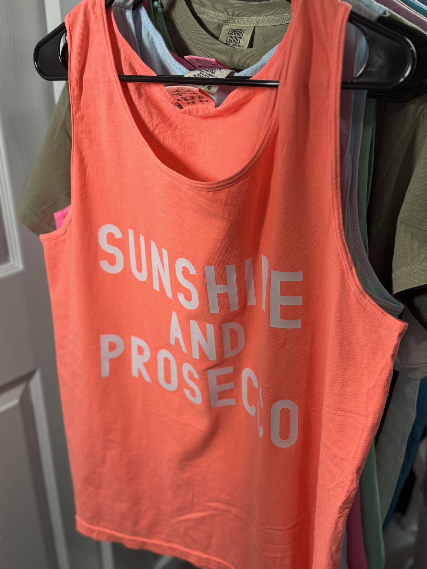 Adult Neon Summer Tank Top Sunshine and Prosecco