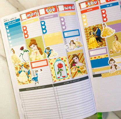 Planner Sticker Vertical Weekly Kit: Beauty and the Beast Belle