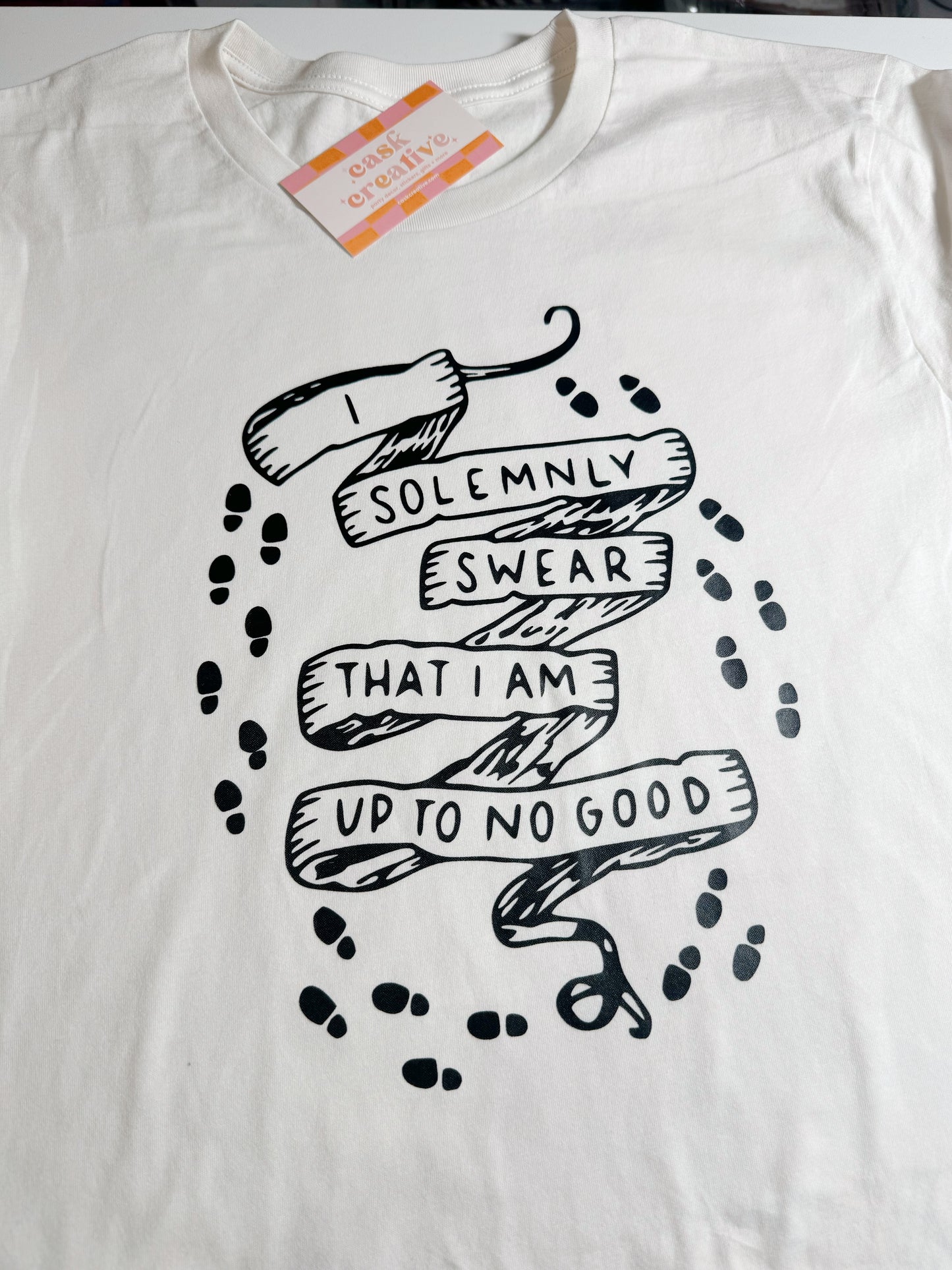 Vintage White Adult T-shirt: I Solemnly Swear...