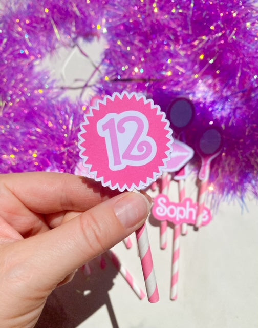 Printed Cupcake Toppers: Girly Pink Custom - ANY THEME