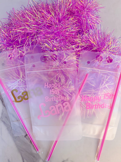 Drink Pouches with Straws Party Favors: Custom with Name