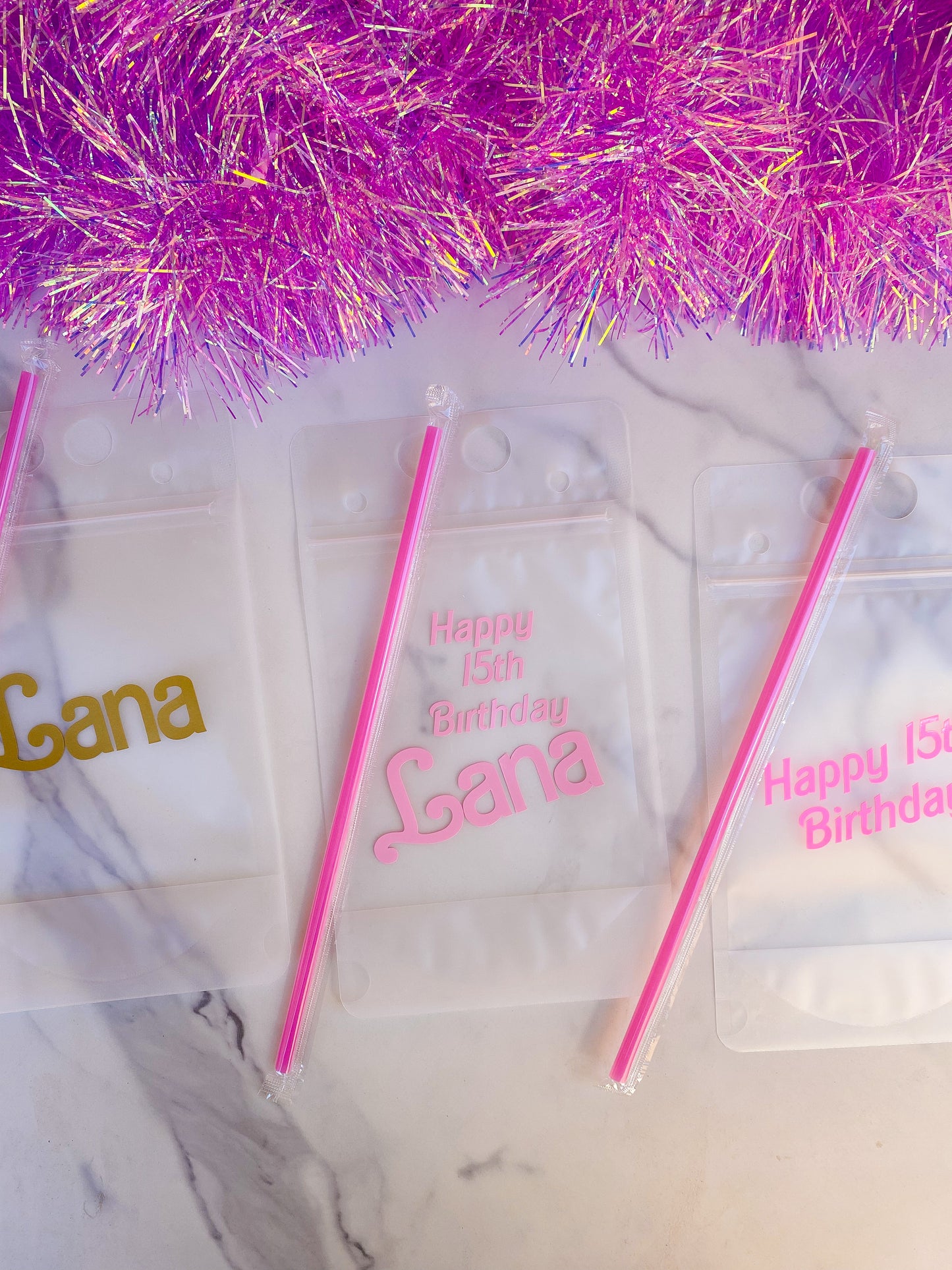 Drink Pouches with Straws Party Favors: Custom with Name