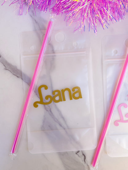 Drink Pouches with Straws Party Favors: Custom with Name