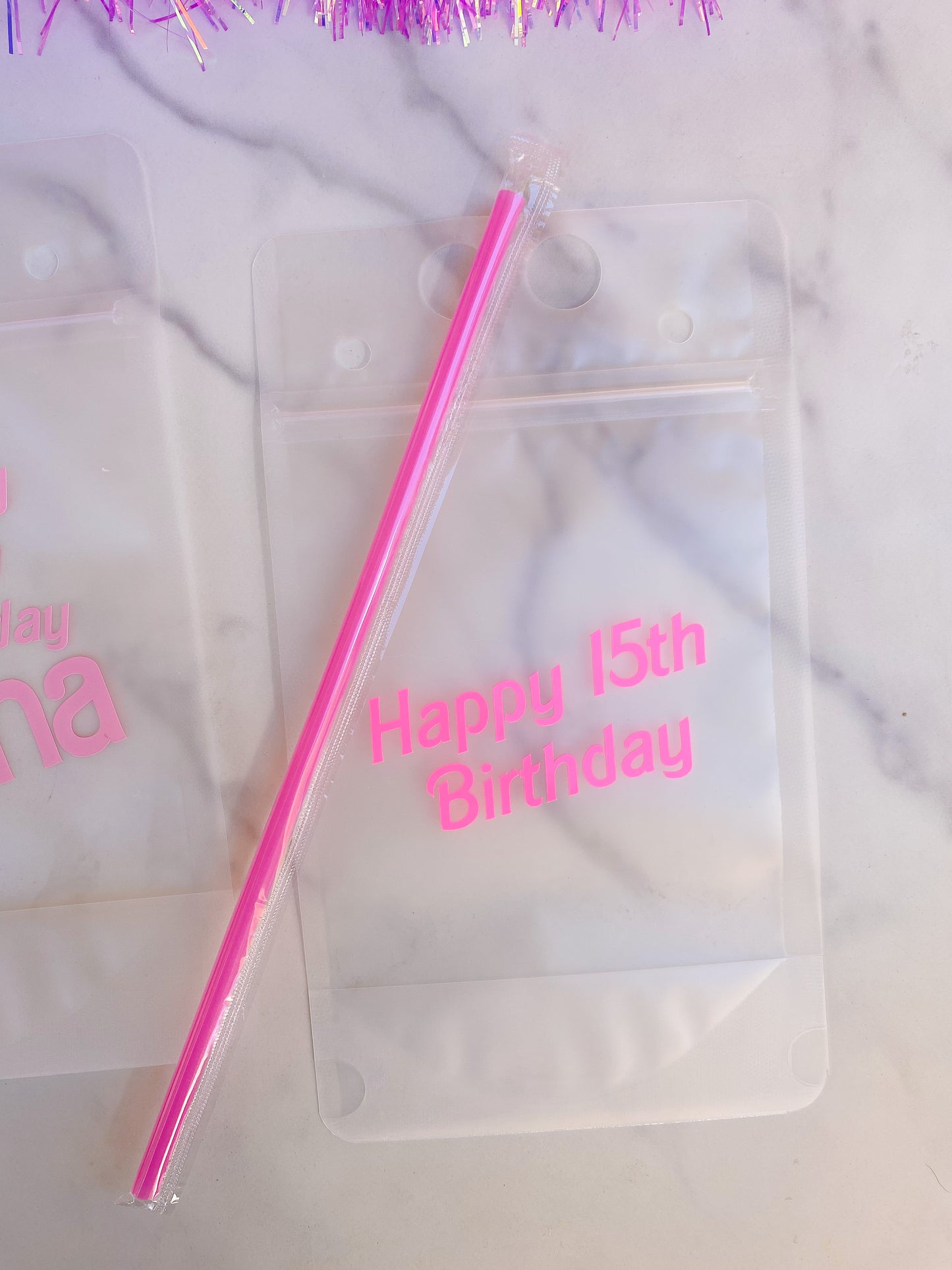 Drink Pouches with Straws Party Favors: Custom with Name