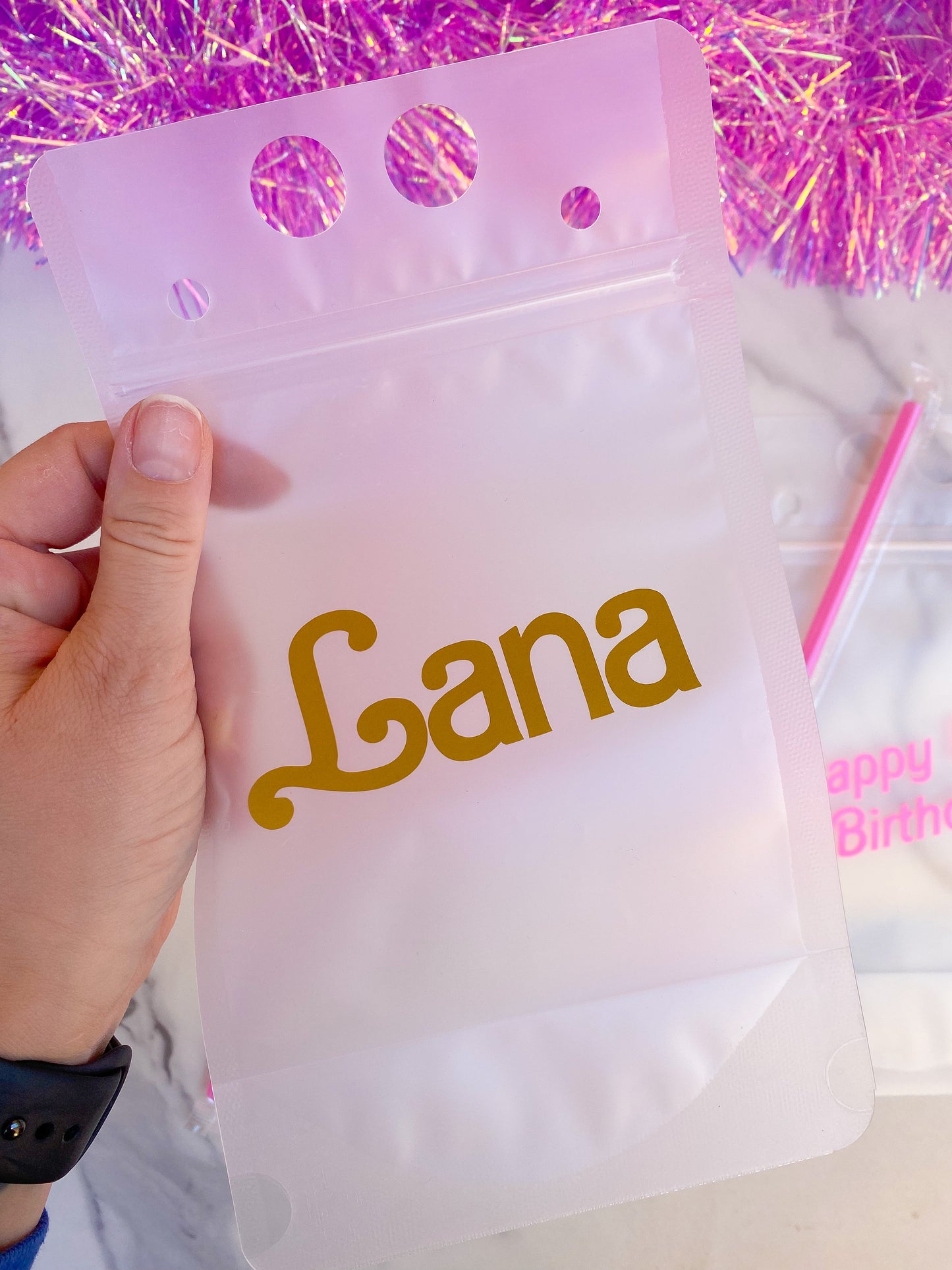 Drink Pouches with Straws Party Favors: Custom with Name