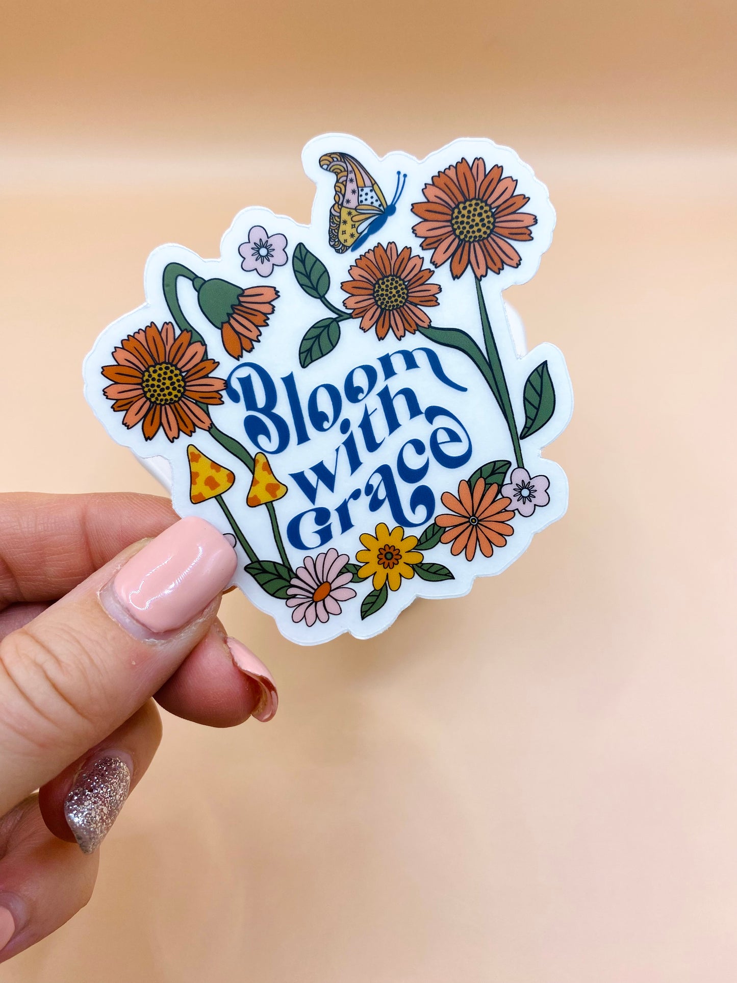 Die Cut Sticker: Floral Bloom with Grace