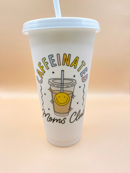 SALE 24oz Plastic Cup with Lid and Straw: Caffeinated Moms Clubs