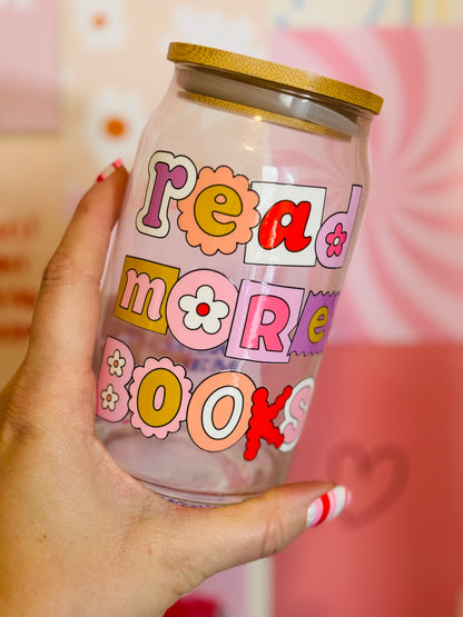 SALE Glass Mug with Lid and Straw: Read More Books