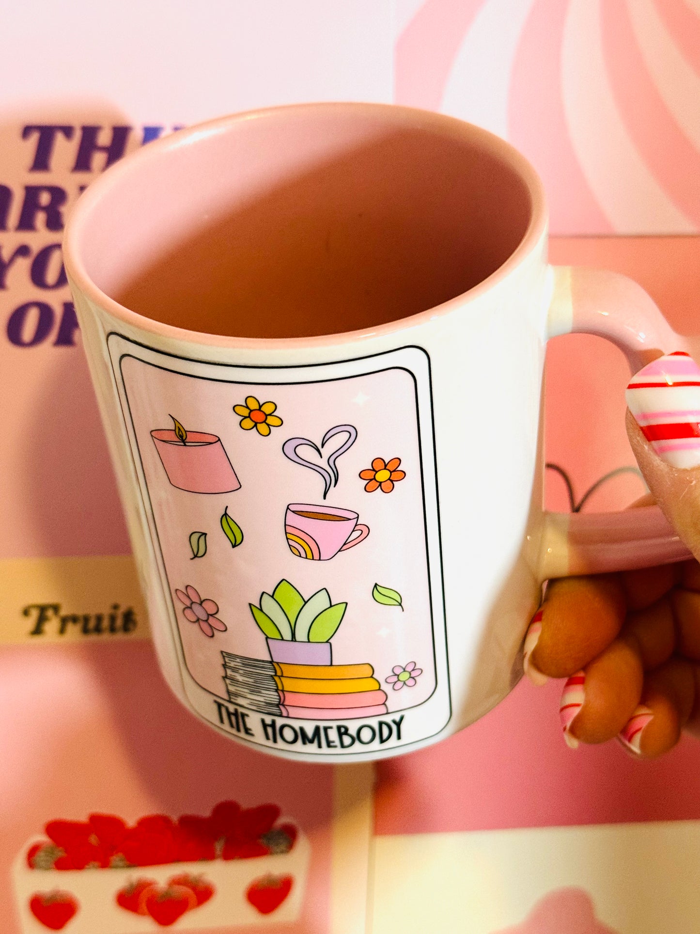 SALE Pink Coffee Tea Cup with Heart Handle: Homebody