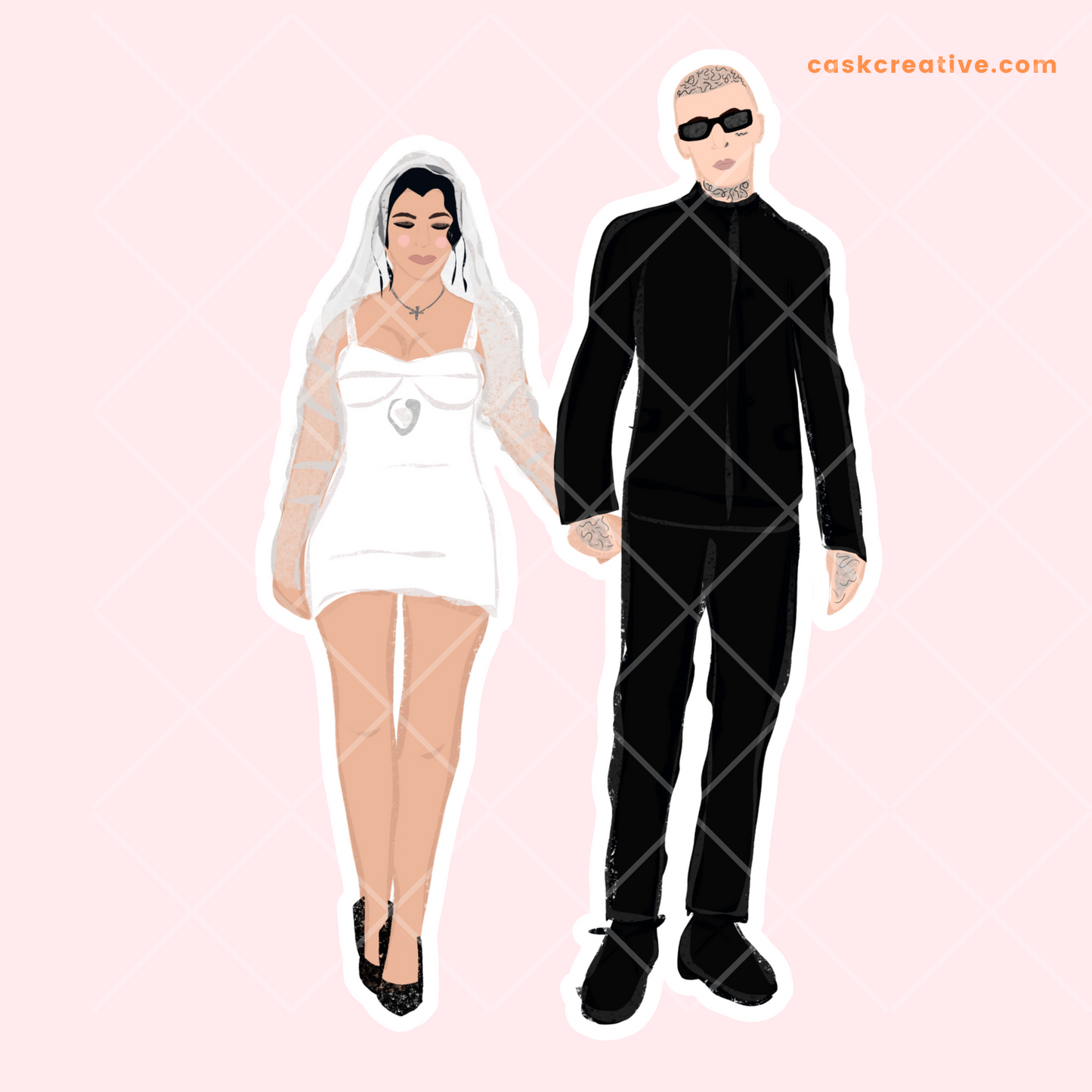 Die Cut Sticker: Kourtney and Travis Wedding