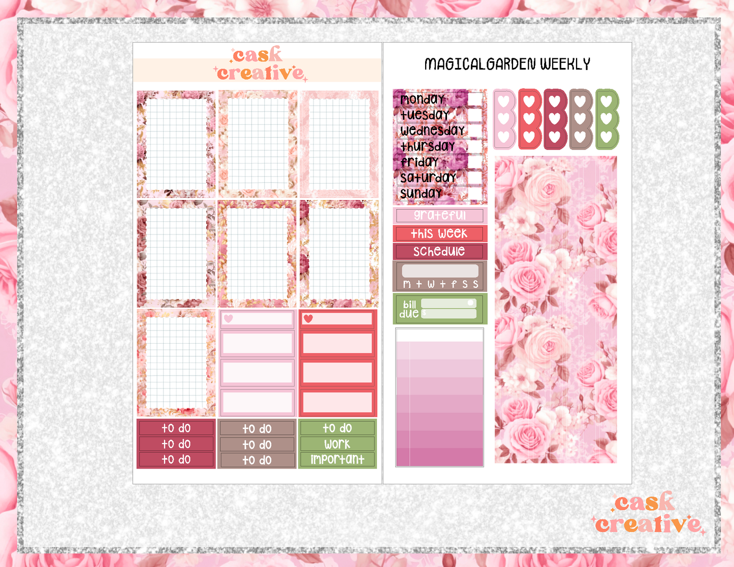 Planner Stickers: Magical Garden Weekly Planner Sticker Kit