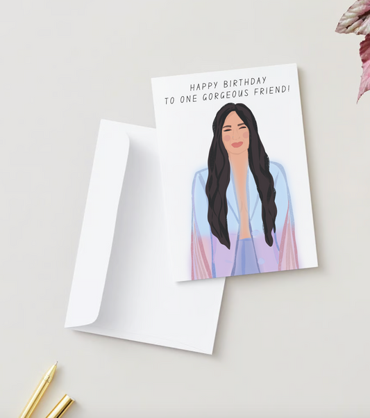 Printed 5x7 Folded Illustration Card: Kacey Birthday